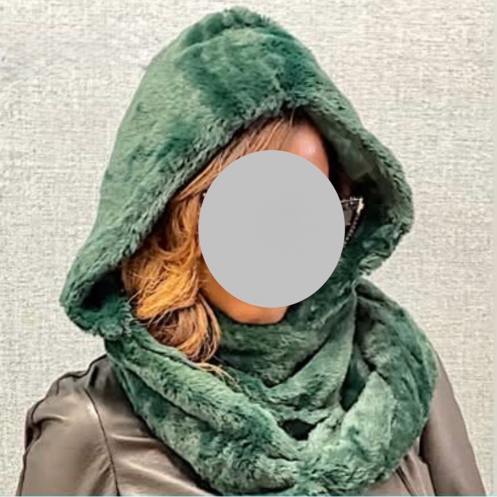 Traci Lynn Plush Hooded Infinity Scarf in Forest Green